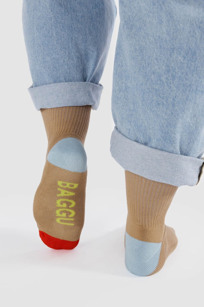 Baggu Ribbed Sock Beige Mix