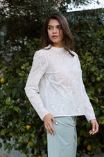 Sadie Floral Eyelet Top White