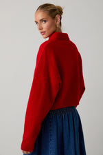 Jackie Collared Cardigan - Red