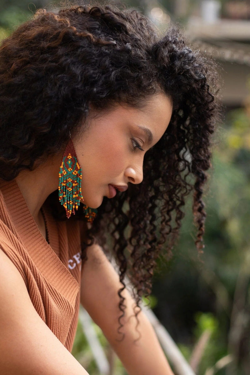 Autumn Leaf Beaded Earring