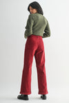 Just Black Denim Corduroy Mini Patch Pocket Wide Leg - Dark Red