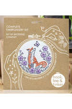 Hook, Line, and Tinker Embroidery Kit - Fox in Phlox