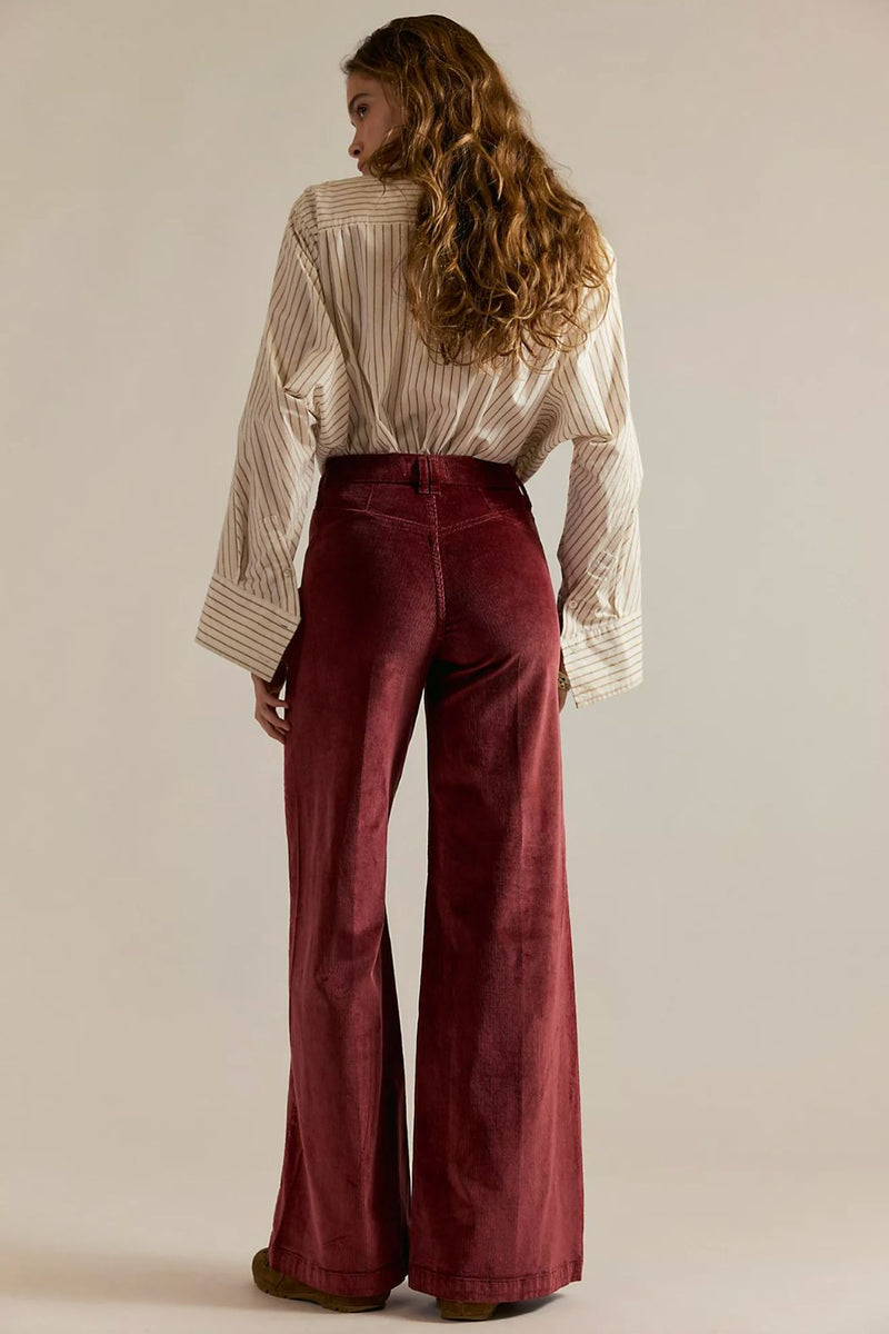 Kellee High Rise Palazzo Denim Pants Brick Wall Corduroy