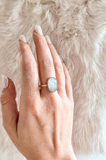 Baizaar Simple Faceted Moonstone Brass Cocktail Ring