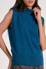 Eliza Sleeveless Mock Neck Sweater - Teal