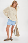 Free People Frankie Cable Sweater - Ivory
