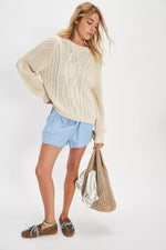 Free People Frankie Cable Sweater - Ivory