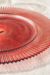 Muted Glass Ribbed Plate - Orange