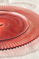 Muted Glass Ribbed Plate - Orange