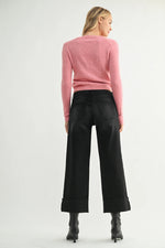 Just Black Denim Scissor Cut Cuffed Slim Wide Denim - Washed Black