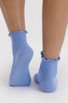 Baggu Lettuce Edge Sock Set of 2 - Light Blue and Red