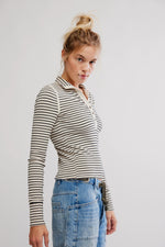 Free People Lake Henley Stripe - Tea Combo