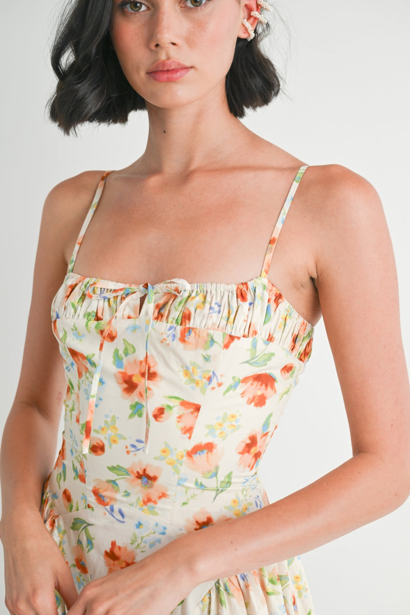 Melody Midi Dress - Cream Multi