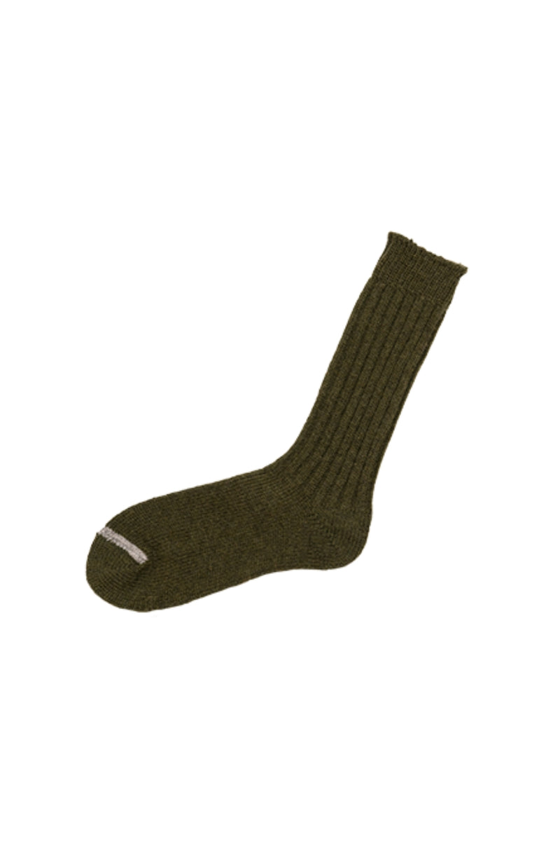 Wool Ribbed Socks - Khaki
