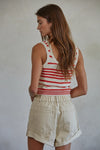 Wendy Knit Tank Top Natural + Red