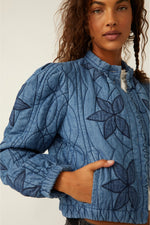 Free People Quinn Quilted Jacket Indigo Combo