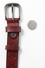 Petal Design Leather Belt Brown