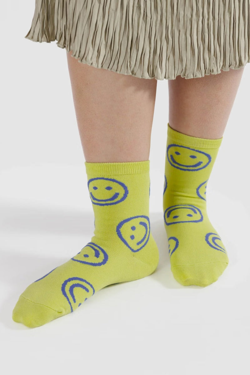 Baggu Crew Sock Citron Happy