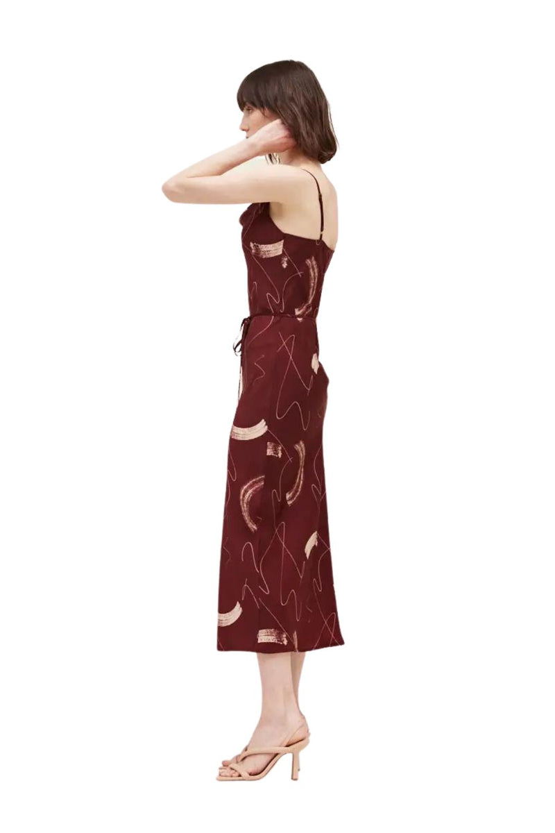 Penelope Satin Slip Dress - Vino
