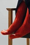Wool Ribbed Socks - Shrine Red