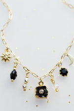 Celestial Black and Gold Charm Necklace