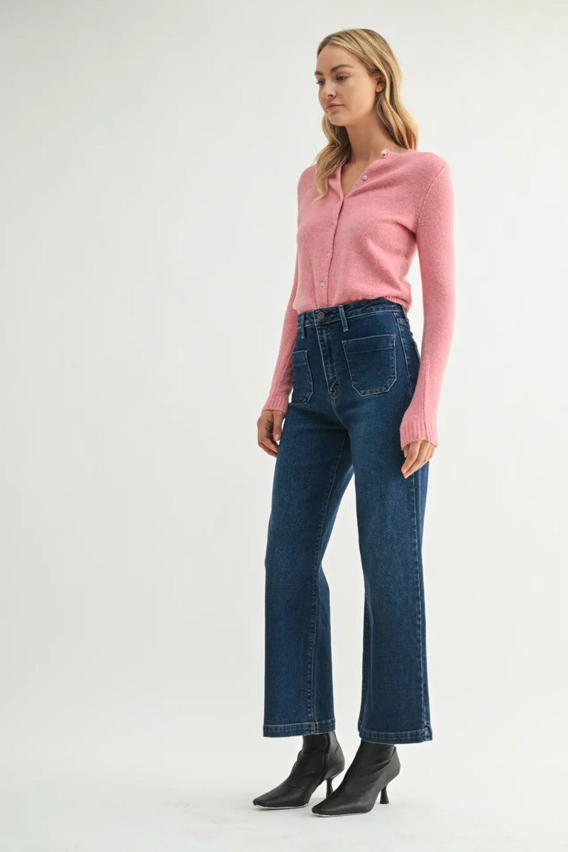 Just Black Denim Patch Pocket Wide Leg - Dark Denim