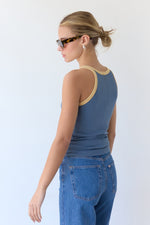 Tanner Ringer Tank - Muted Blue
