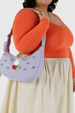 Baggu Medium Nylon Crescent Bag Embroidered - Embroidered Miffy