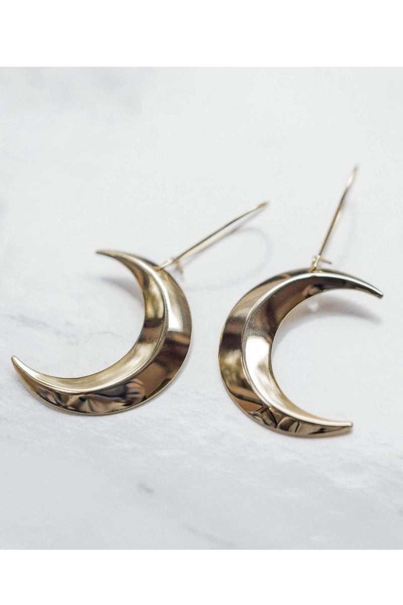 Ravenstone The Little Golden Crescent Moon Earrings