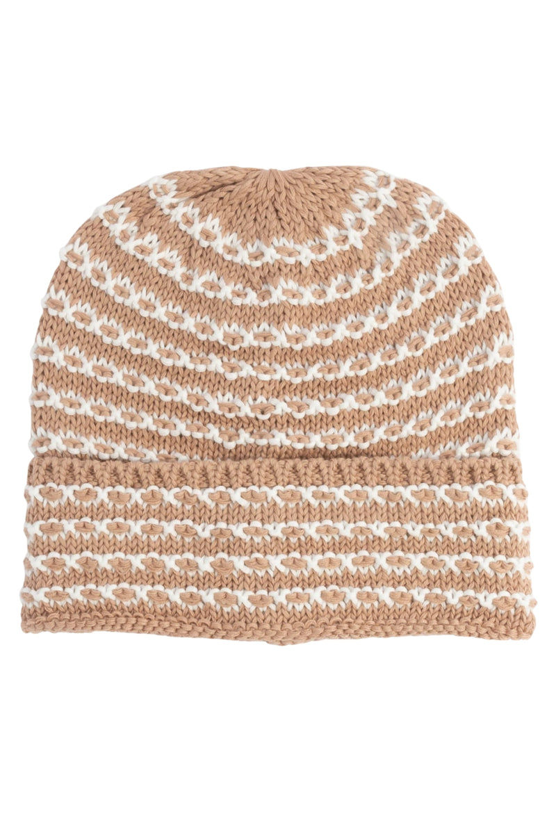 Coal Stria Beanie - Brown/White