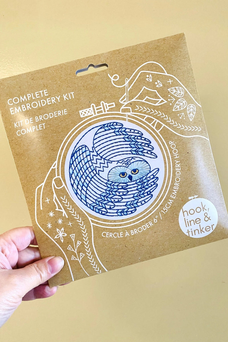 Hook, Line, and Tinker Embroidery Kit - Snowy Owl