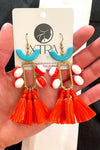 Colorful Orange Tassel Earrings