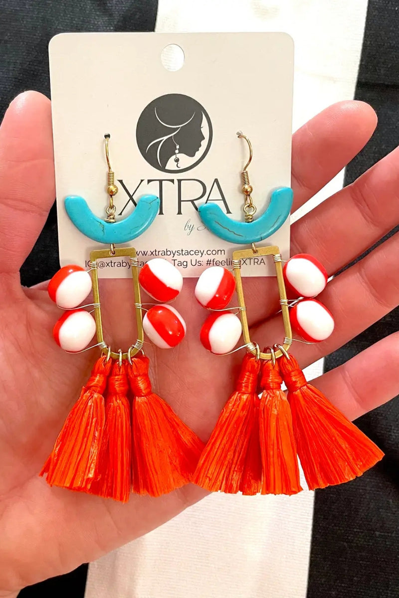 Colorful Orange Tassel Earrings