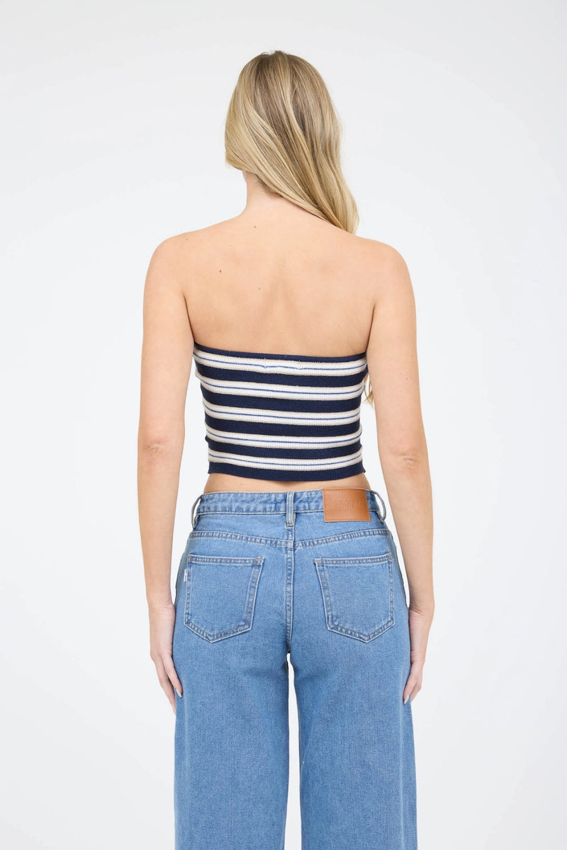 Calista Strapless Knit Top - Navy