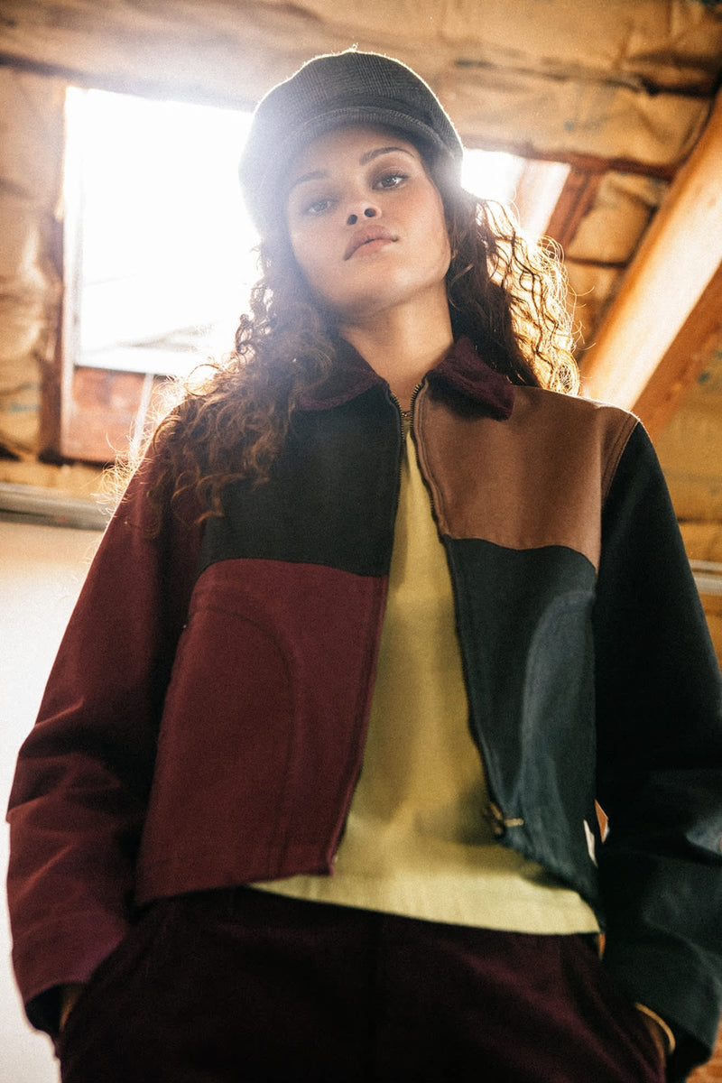 Brixton Mechanic Women's Garage Jacket - Port/Black/Pinecone Brown