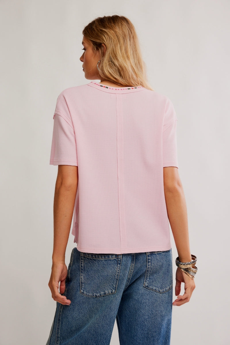 Free People Merry Meow Tee - Pink Combo