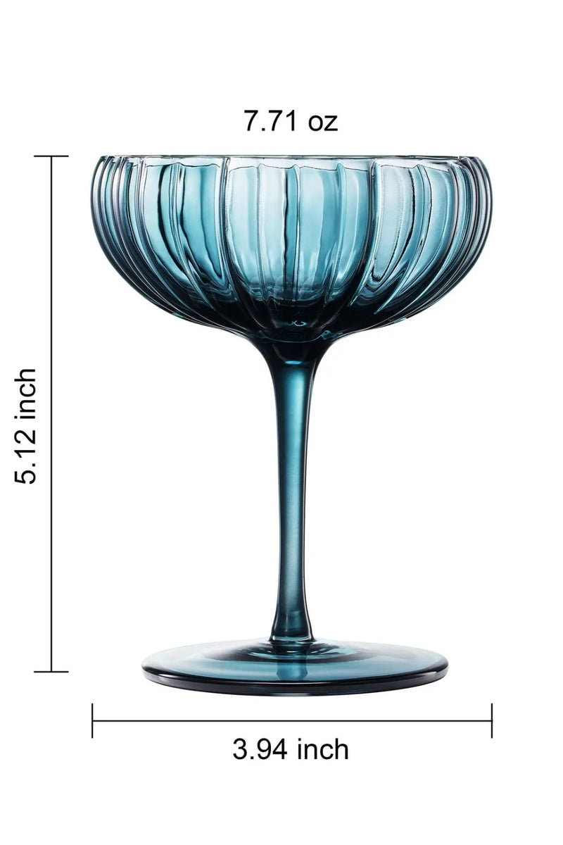 Flower Coupe Cocktail Glass - Muted Blue