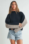 Althea Two-Toned Sweater - Black & Taupe
