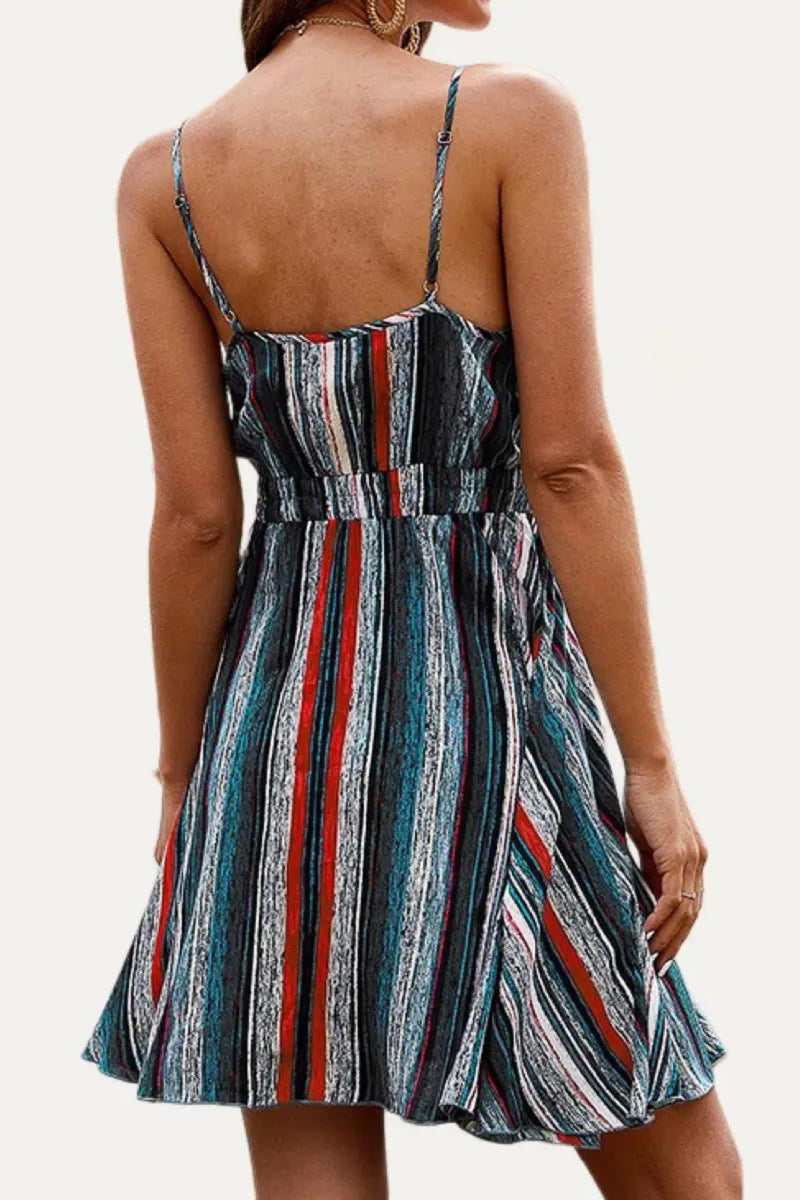 Brie Sleeveless Mini Dress - Multi-Color Striped