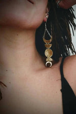 Large Full Moon Phase Earrings - Brass