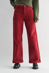 Just Black Denim Corduroy Mini Patch Pocket Wide Leg - Dark Red