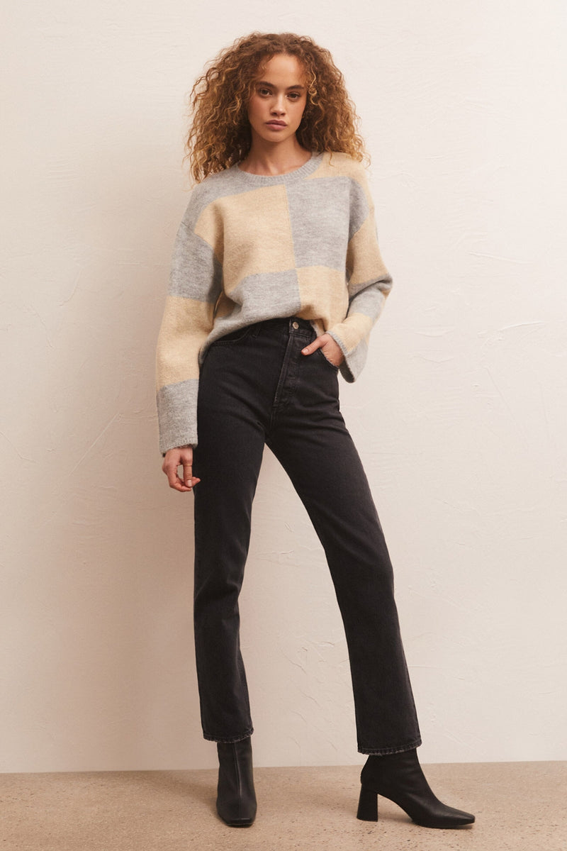 Z Supply Rosi Blocked Sweater - Heather Grey