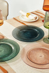 Muted Glass Ribbed Plate - Beige