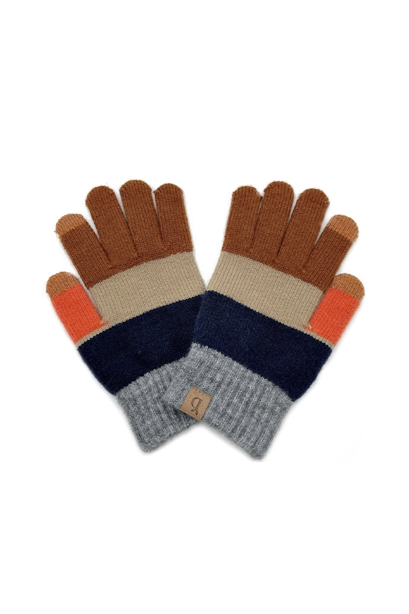 Color Block Knit Touch Gloves