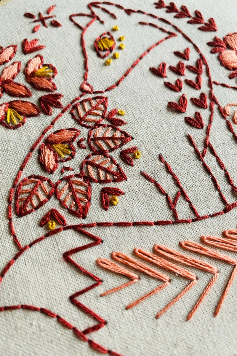 Hook, Line, and Tinker Embroidery Kit - Folk Fox Color