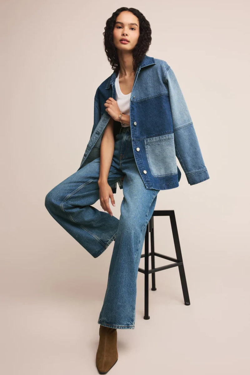 Z Supply On The Road Color Block Jacket - Mixed Indigo