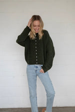 Piper Button Up Cardigan - Hunter Green