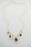 Celestial Black and Gold Charm Necklace