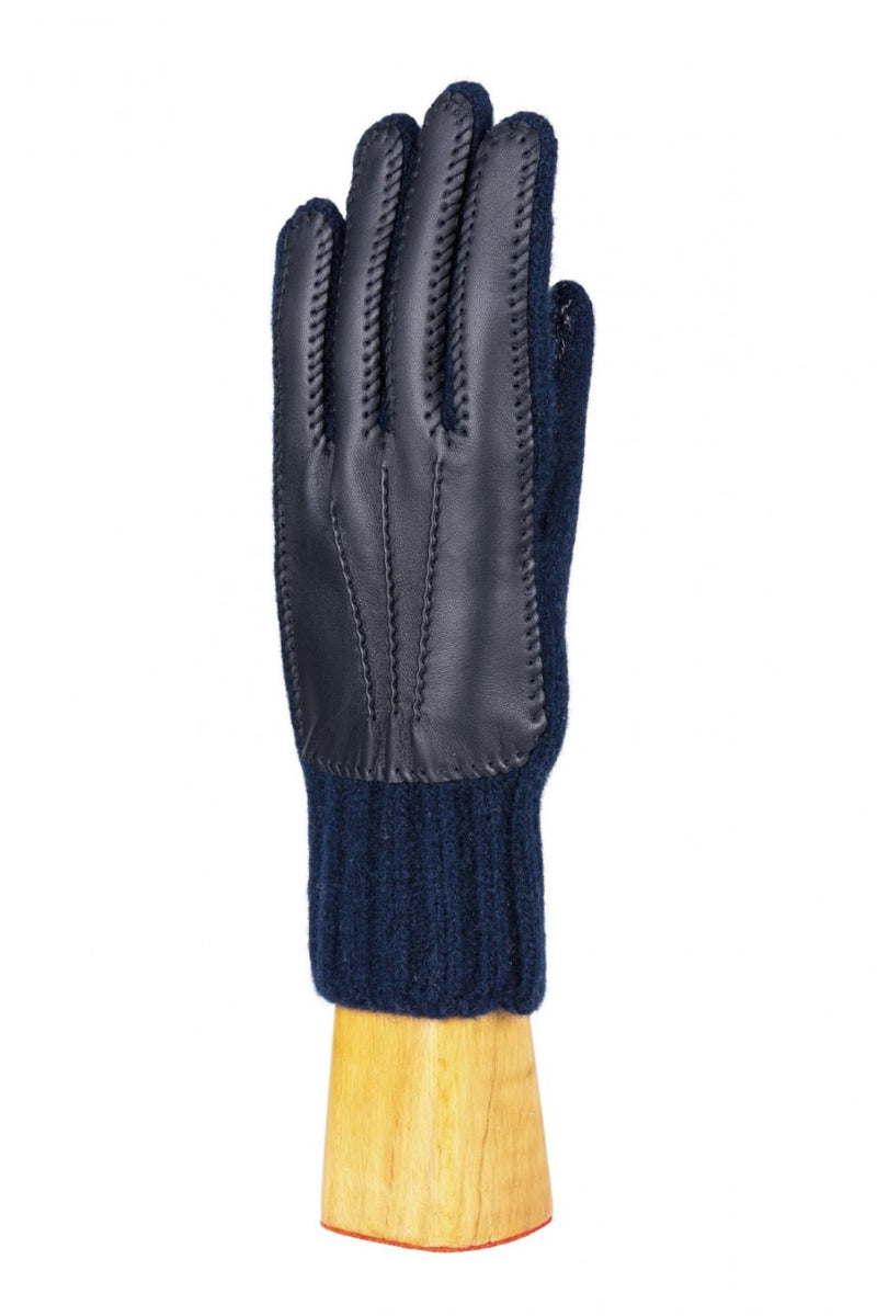 Wool/Cashmere Glove. Leather Back w/Ribbed Cuff