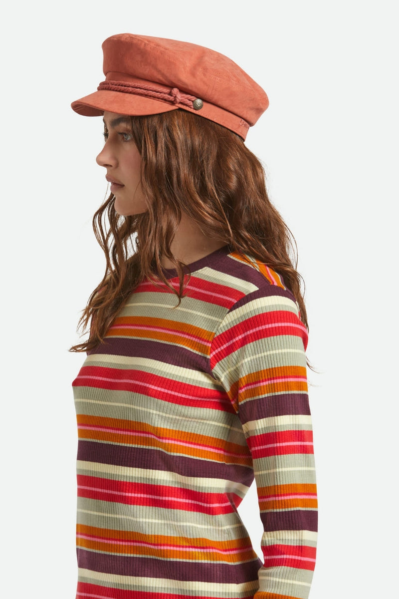 Brixton Fiddler Cap - Terracotta Brushed Satin